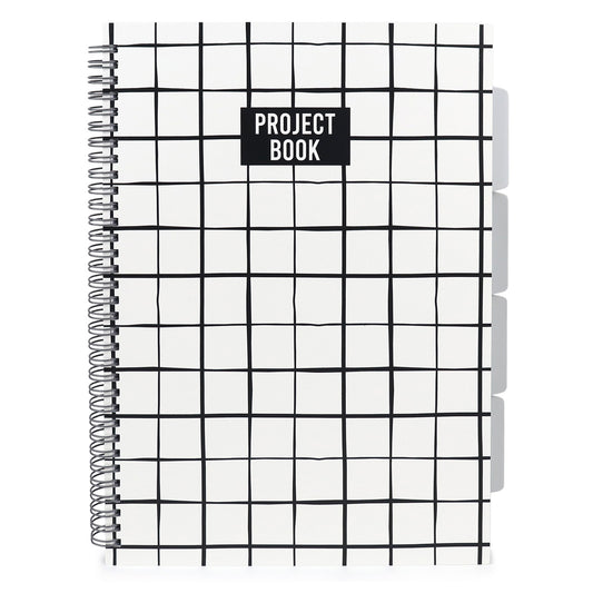 A4 Project Notebook -  Black & White Checkered