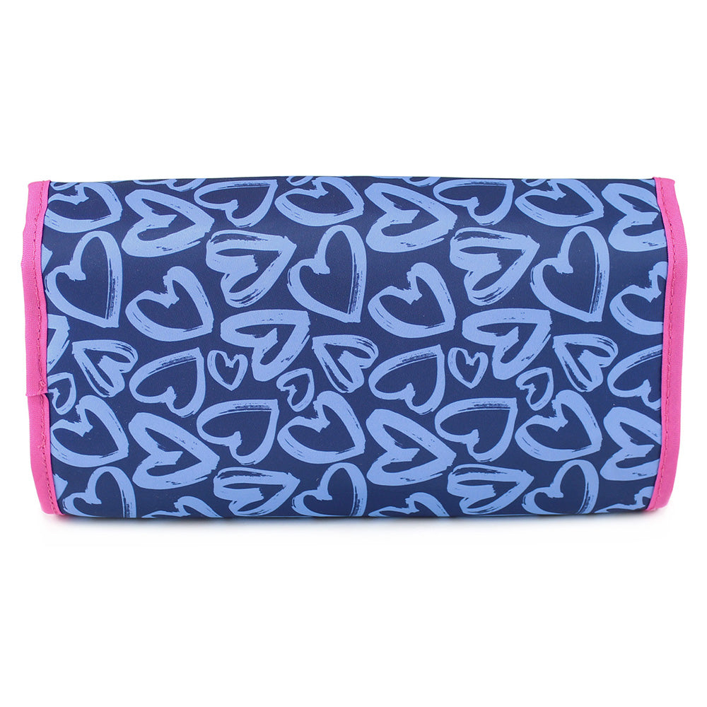 hanging toiletry makeup bag blue hearts women girls