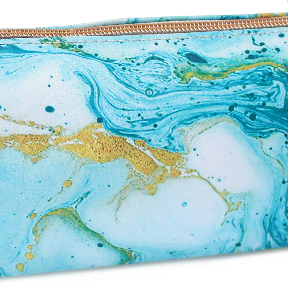 blue marble pencil case cosmetic pouch makeup bag