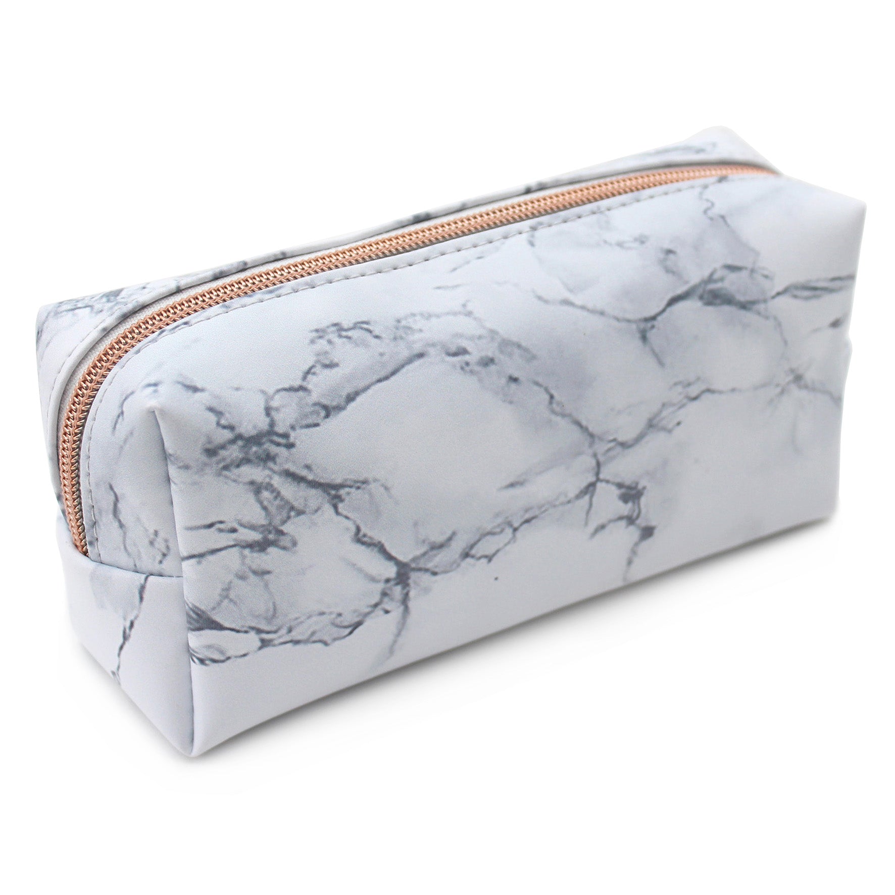 White Marble Pencil Case Girls Women Makeup Bag