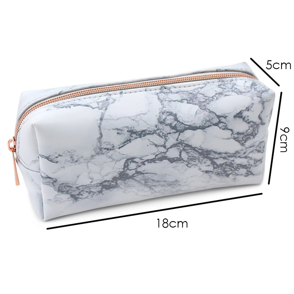 White Marble Pencil Case Girls Women Makeup Bag