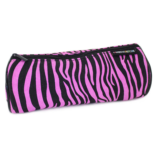 Zebra Purple Canvas Pencil Case Boys Girls Teenagers 