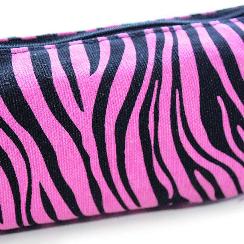 Zebra Purple Canvas Pencil Case Boys Girls Teenagers 