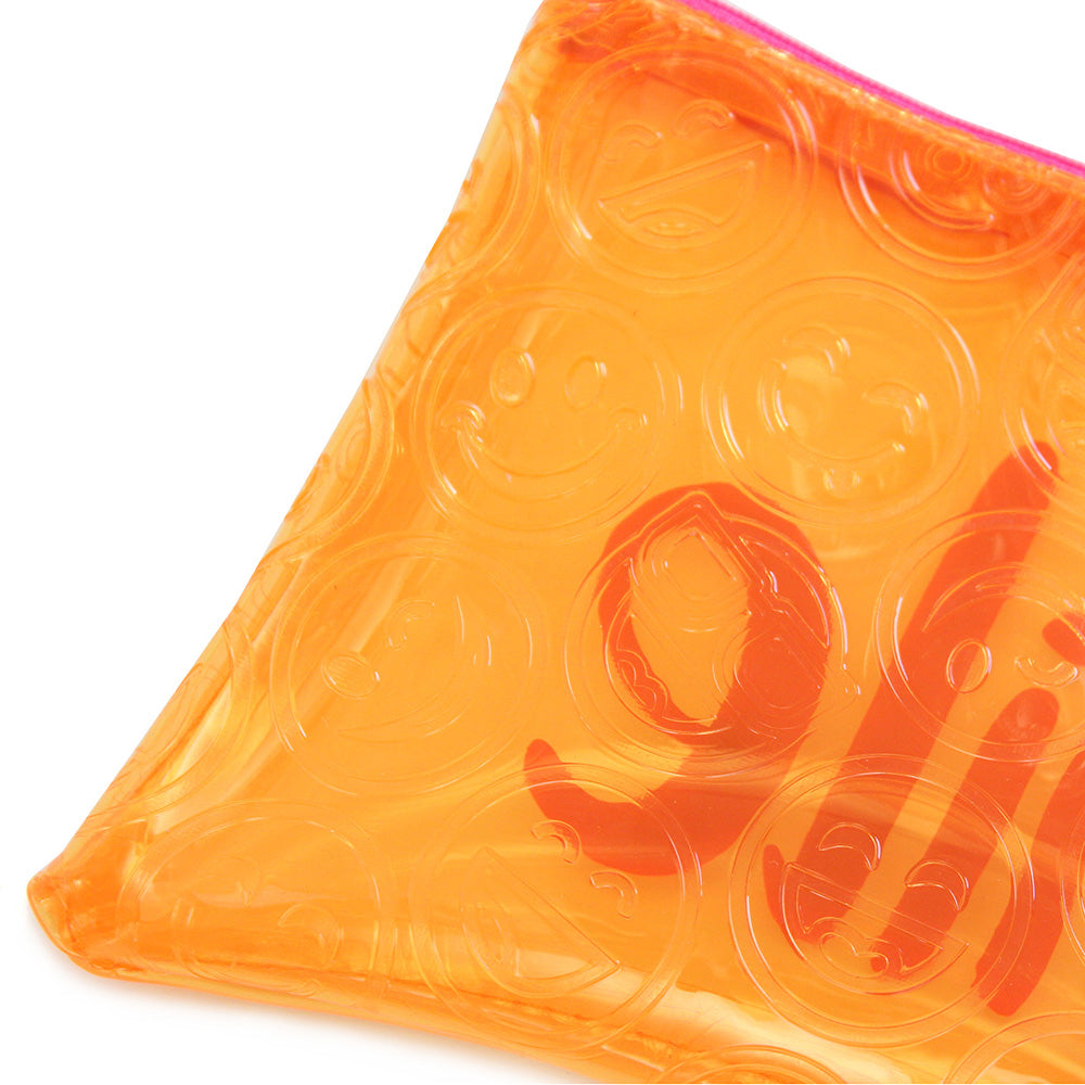 Orange Clear Embossed Smile Pencil Case Teenagers Girls