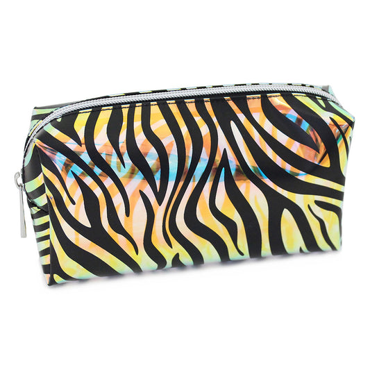 pencil case makeup bag women girls iridescent zebra 