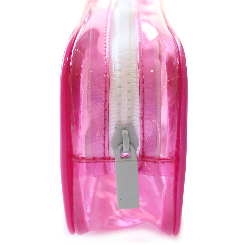 pink clear rectangular pencil case teenagers girls