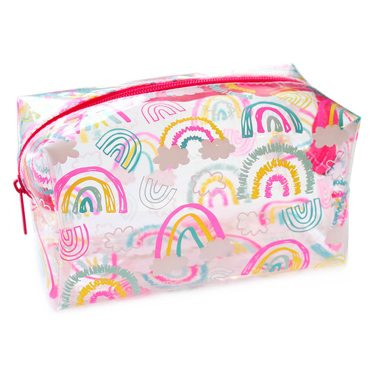 Clear Rainbow Pencil Case Makeup Bag Women Girls