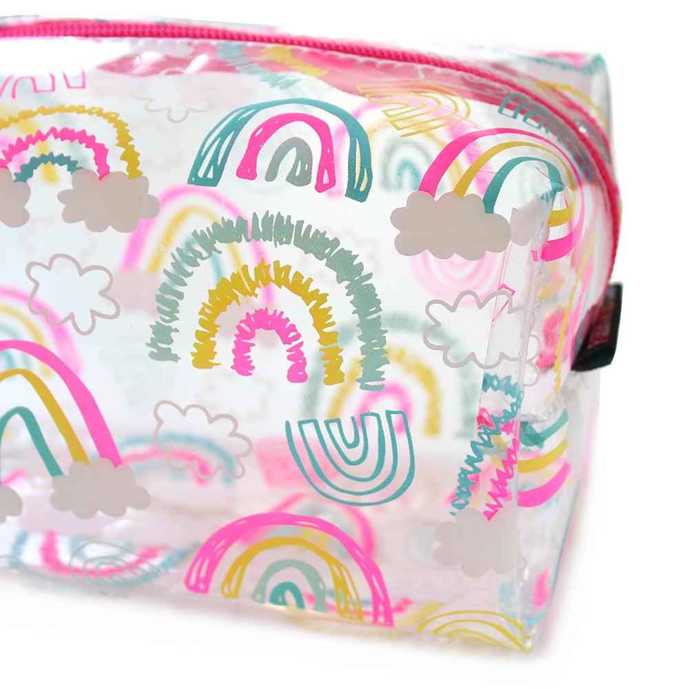 Clear Rainbow Pencil Case see-through Makeup Bag Women Girls
