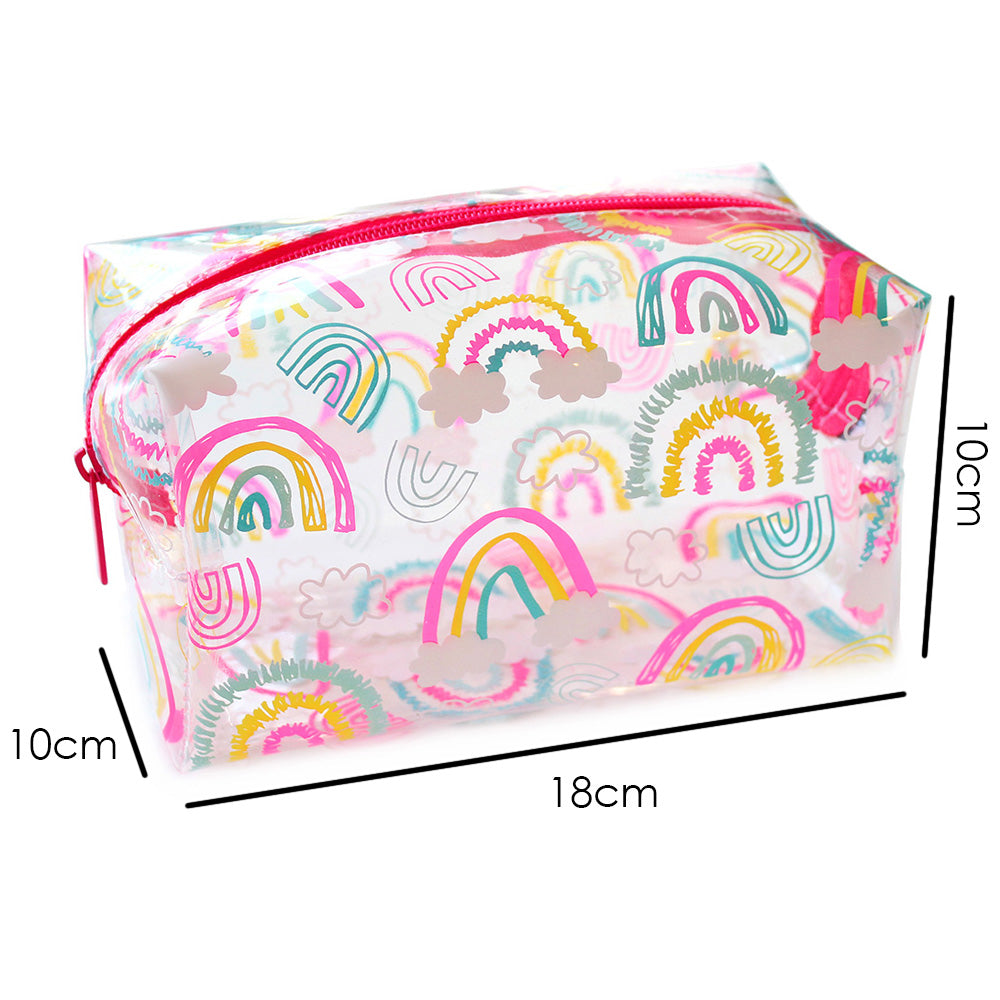 Clear Rainbow Pencil Case Makeup Bag Women Girls