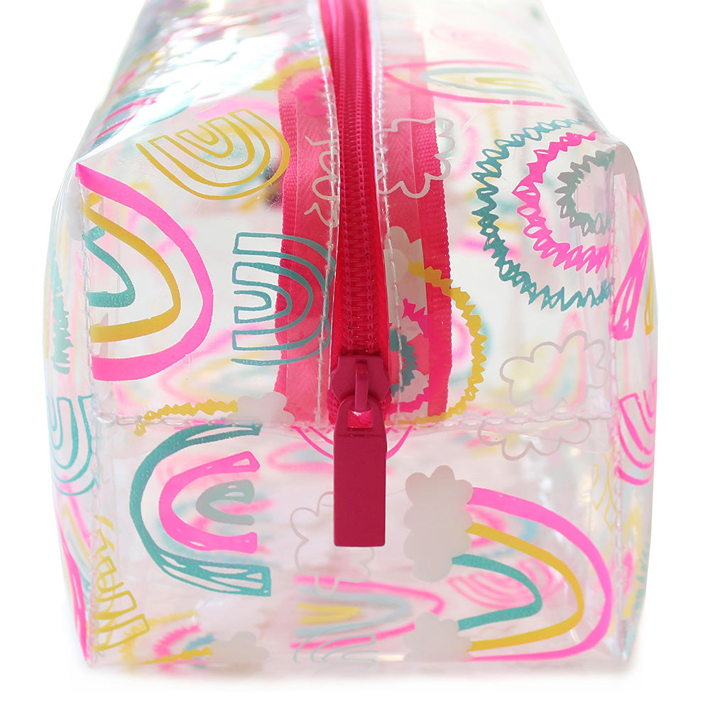 Clear Rainbow Pencil Case see-through Makeup Bag Women Girls