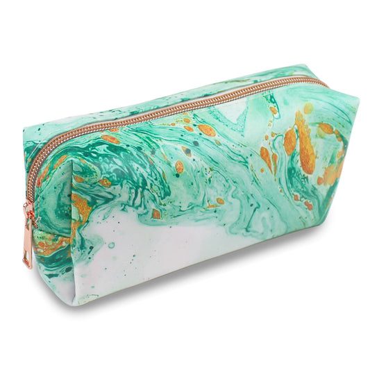 green marble pencil case cosmetic pouch makeup bag