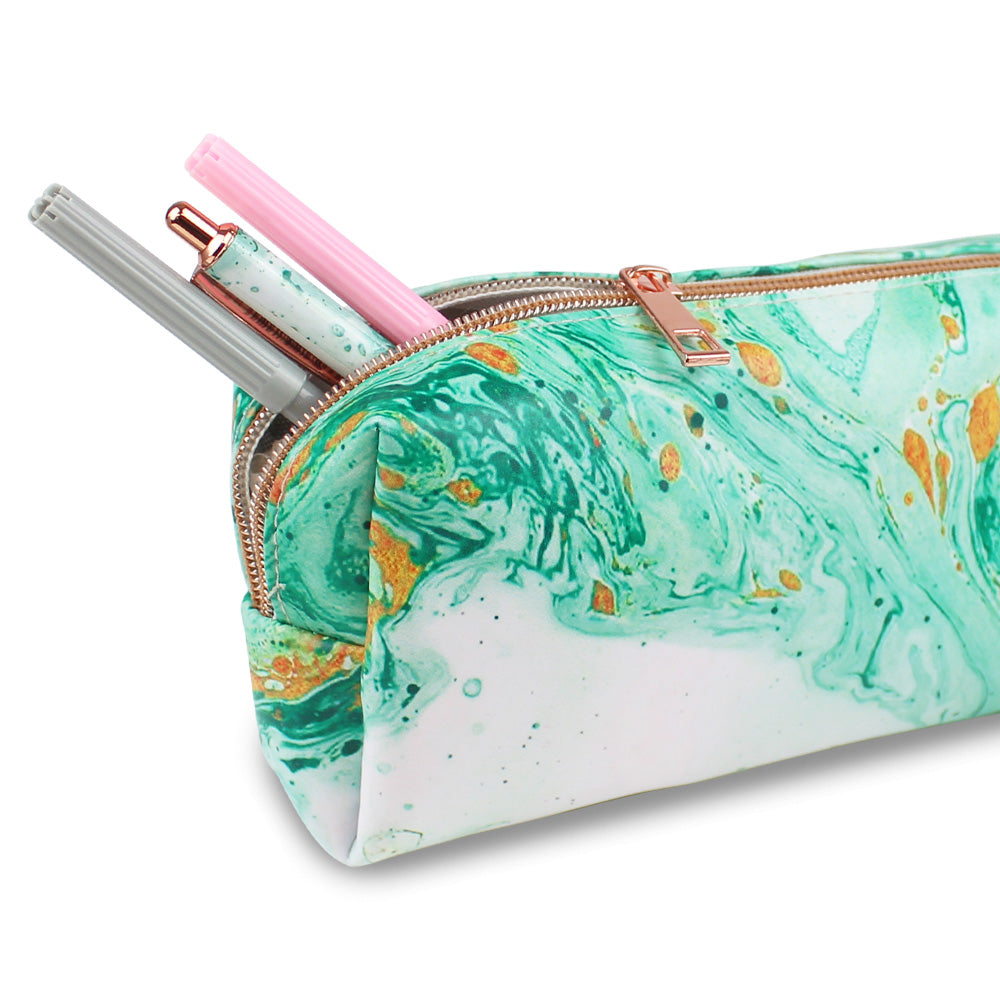 green marble pencil case cosmetic pouch makeup bag