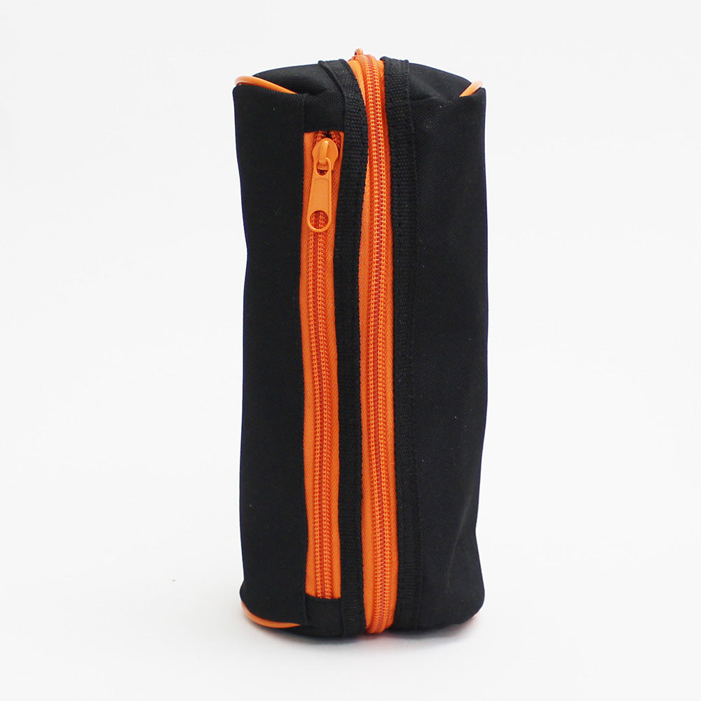 Black Pencil Case 2 Orange Zips Boys Girls