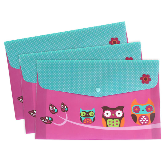 3 Pack Owl Popper Wallets School Office Home