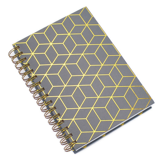 Grey Geometric A5 Lined Hardback Notebook Women Girls