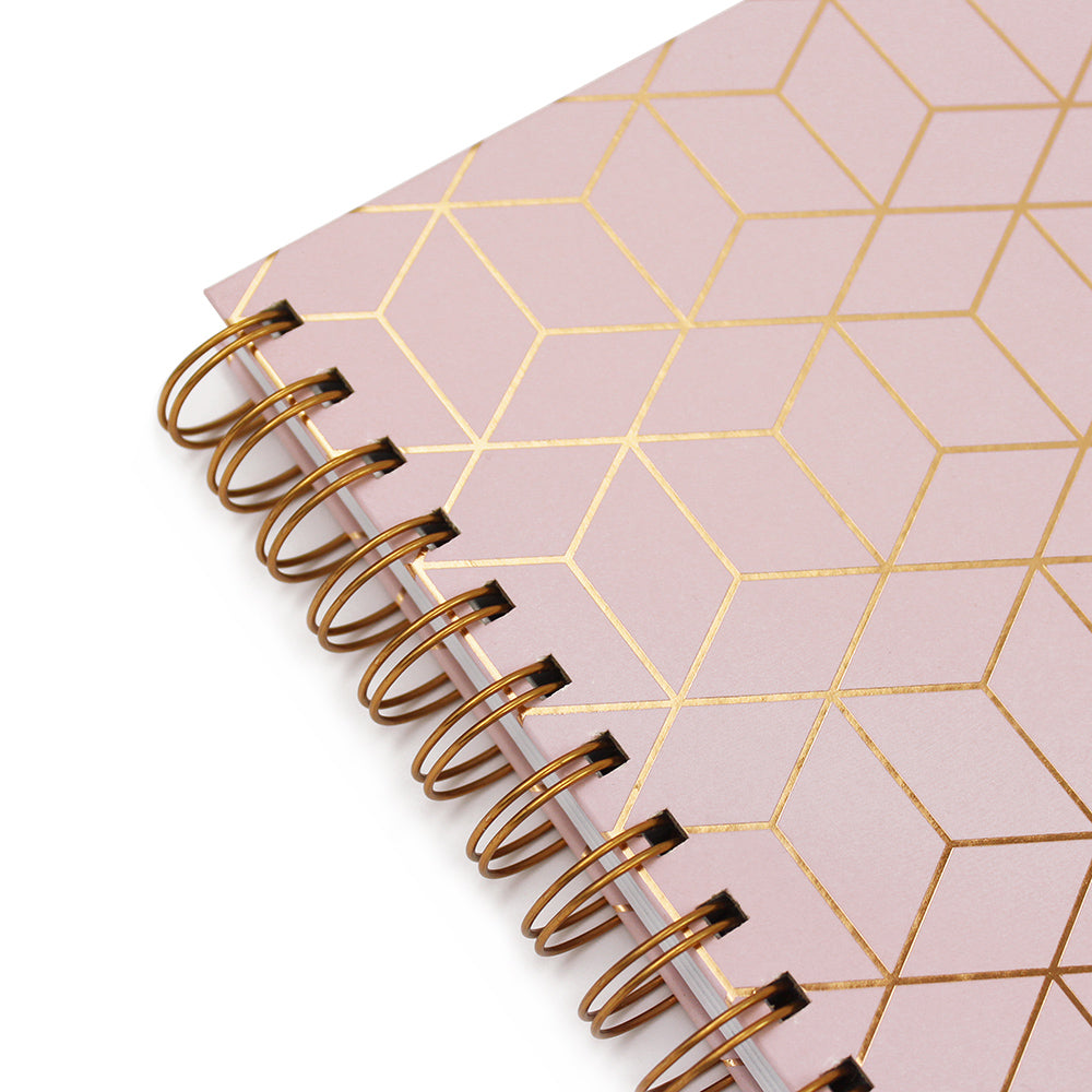 Pink Geometric A5 Lined Hardback Notebook Women Girls