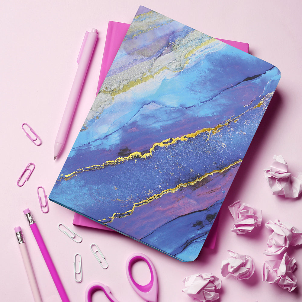 Blue Matt Notebook A5 Blue Marble Notebook – Fashion Stationery