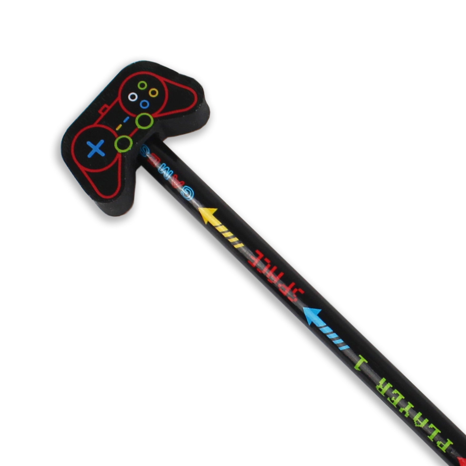 black gamer pencil case with stationery set
